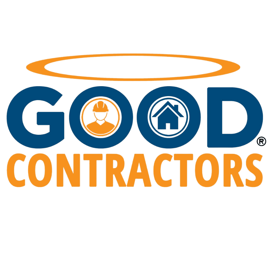 Good Contractors logo with icons and halo.