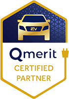 Qmerit Certified Partner electric vehicle badge.